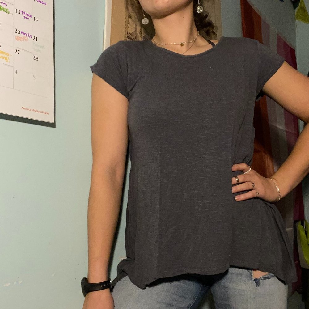 Women's Dark Grey Loose-Fitted Shirt